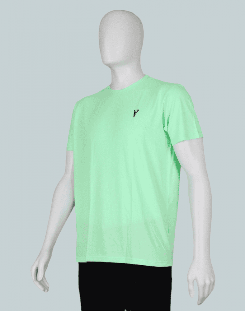 Collection of Light Green Plain Cotton Men T-Shirt in a gallery layout