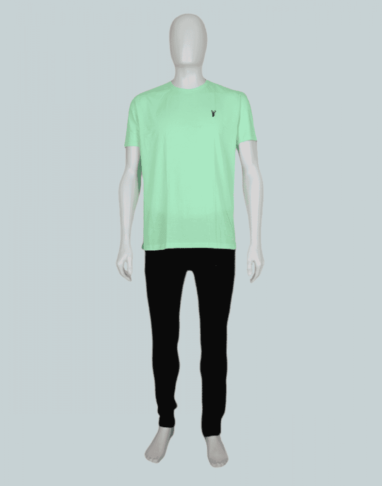 Collection of Light Green Plain Cotton Men T-Shirt in a gallery layout