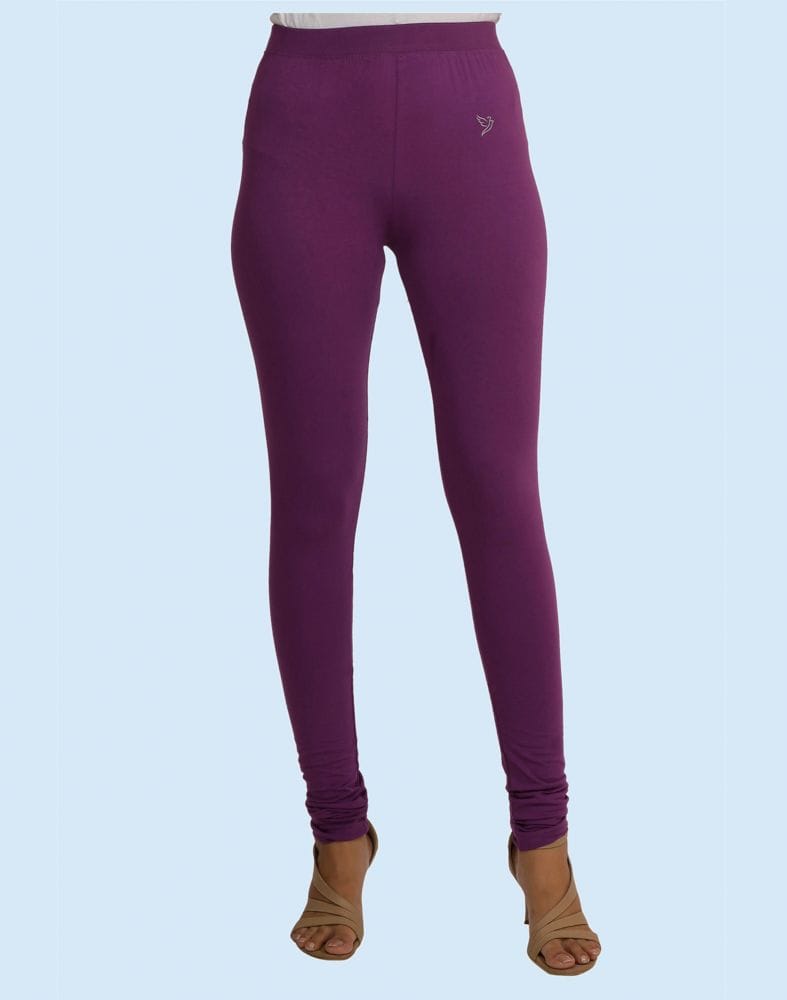 Collection of Twin Birds Vapour Violet Cotton Lycra Pencil Cut Women Legging in a gallery layout