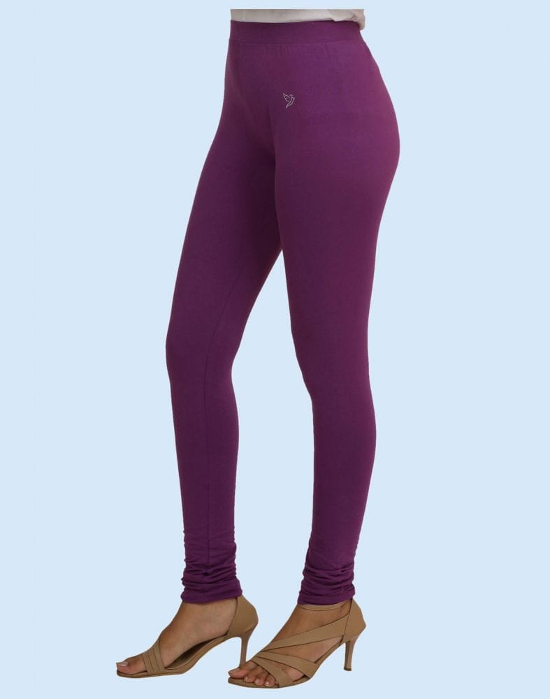 Collection of Twin Birds Vapour Violet Cotton Lycra Pencil Cut Women Legging in a gallery layout